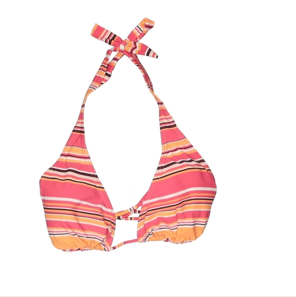 Aqua Couture Other - Aqua Couture coral striped halter style bikini top Size Large
